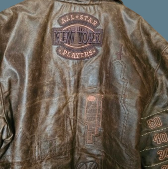 *NWT Vintage Bare Fox Players Leather Super Bowl All Stars Jacket NY Football - Picture 4 of 13